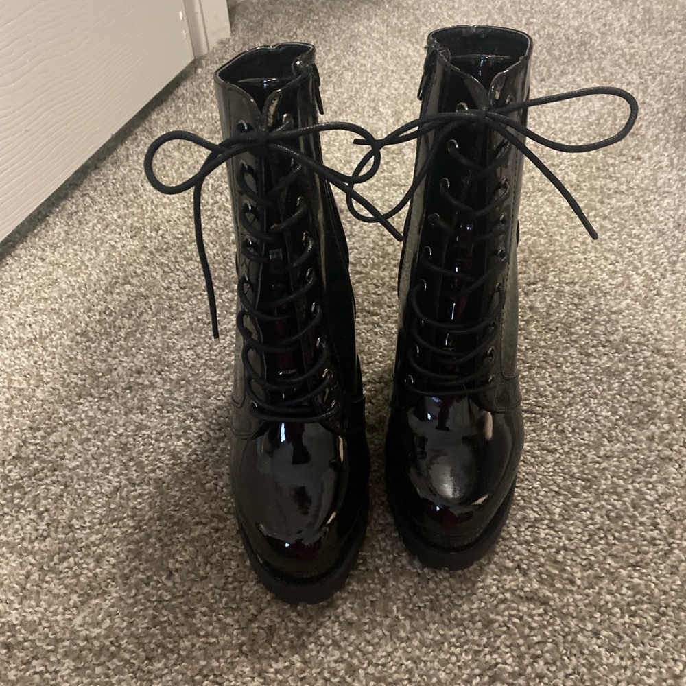 Black Patent Leather Booties